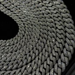 Real Solid 925 Silver Vvs Moissanite Diamond Cuban Link Chains 