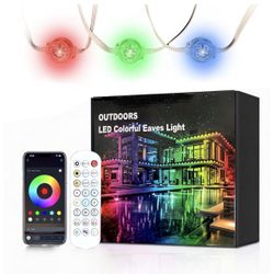 iHomey 100ft Permanent Outdoor Eaves Light with 60 LED, Waterproof Smart RGB Light with App/Remote Control, for Christmas, Halloween