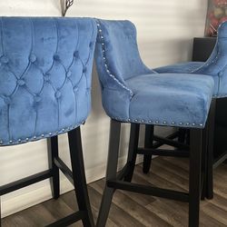 4 set of  suede blue  high chairs