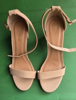 Bamboo Women's Nude Block Heel Ankle Strap Sandals Size 8