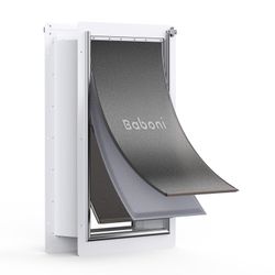 Baboni 3-Flap Pet Door for Wall, Steel Frame and Telescoping Tunnel. XL