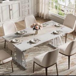 New in box Dining Ta ble with Faux Marble Top,