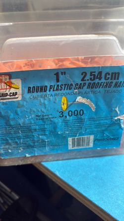 Grip-Cap 1" Round Plastic Cap Roofing Nails 3000 Count