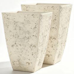 19 "H Set of 2 Country White Square Planter with Drainage Hole Set 2 Country White Square Planter