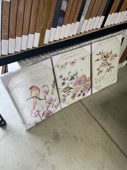 3-Piece Vintage Botanical Canvas Wall Art Set