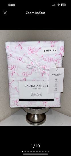 4 PIECES NIB LAURA ASHLEY SHABBY CHIC PINK BOWS DESIGN TWIN XL SIZE SHEET SET