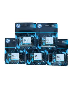 5 brand new sealed HP 63 Tri-Color Printer Ink Cartridges