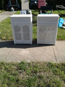 2 Wicker Cabinets w/Drawer