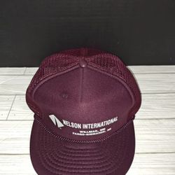 Otto Cap Vintage Adjustable Mesh Back Burgundy Trucker Hat Nelson International