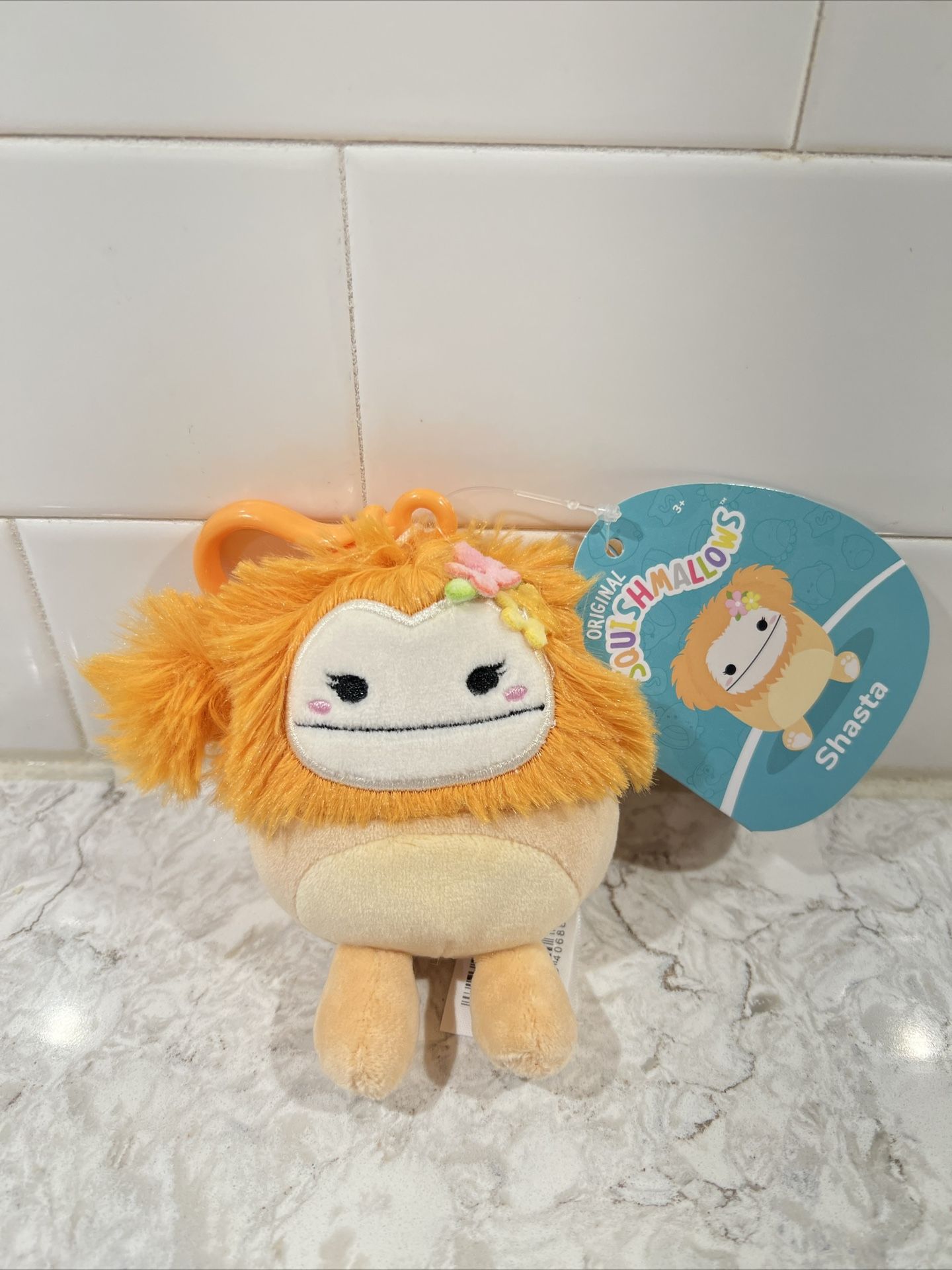 Squishmallows Shasta Orange Bigfoot with Flowers 3.5" Plush Clip On NEW 2024 #2
