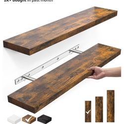 Rustic brown shelving set of 2 Floating wall mount