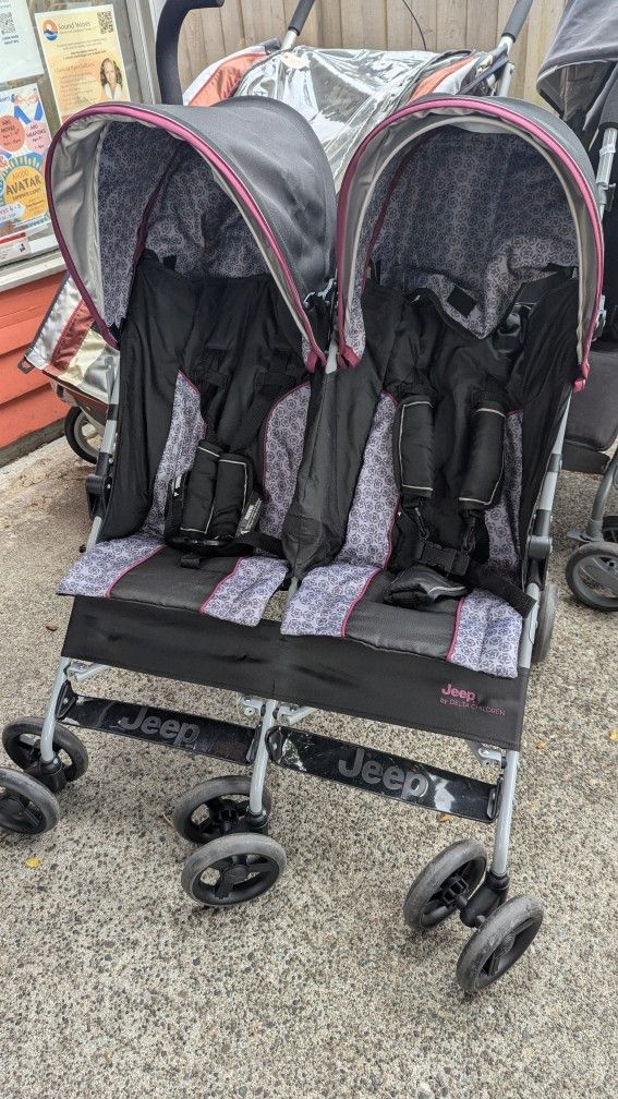 Delta Children's Jeep Side By Side Tandem Double Lightweight Travel Stroller