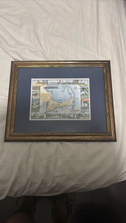 Framed "All About Cape Cod" Illustrated Pictorial Map Art by Dana Gaines