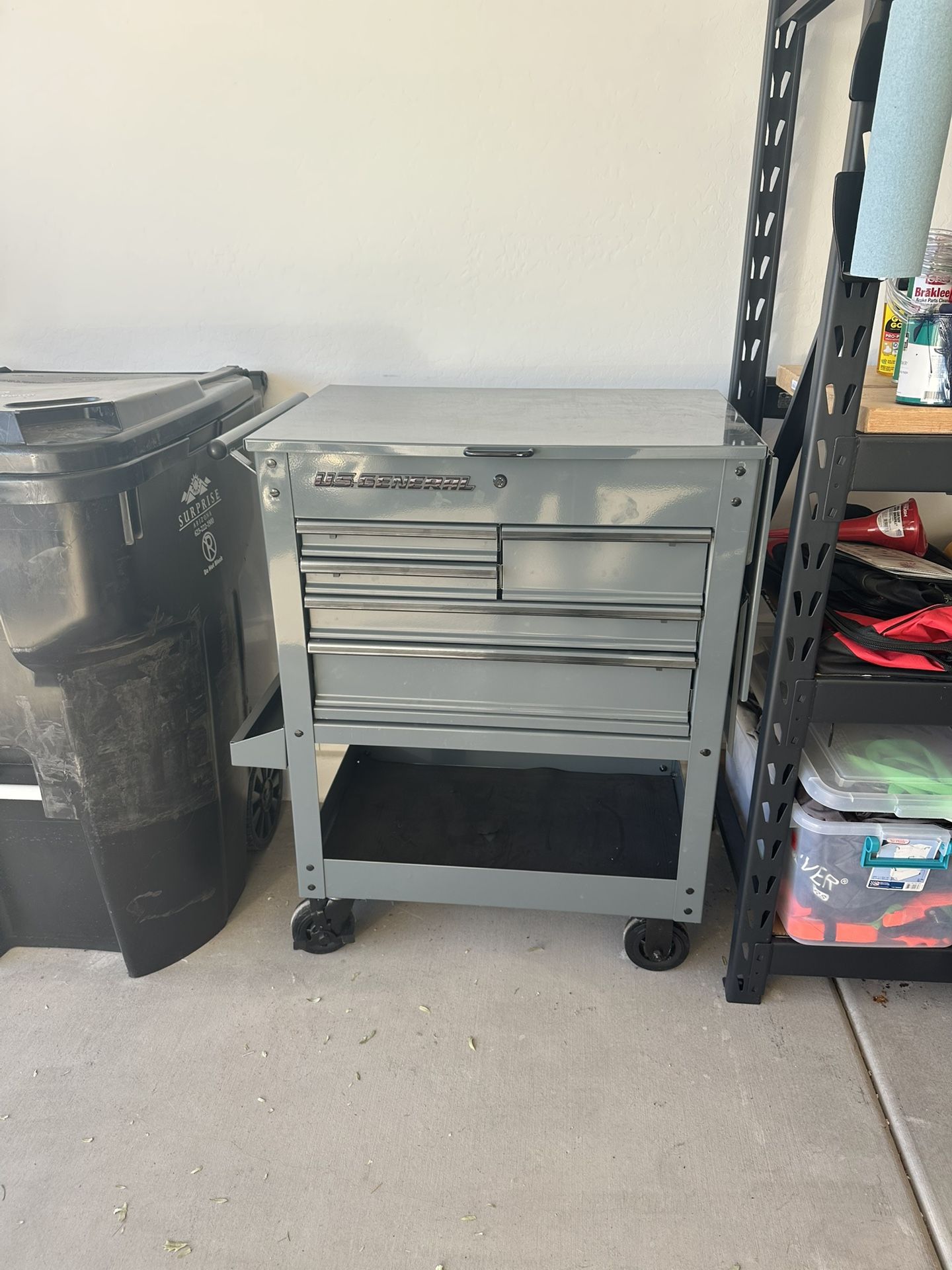 U.S. GENERAL 30 in., 5-Drawer Mechanics Cart, Slate Gray