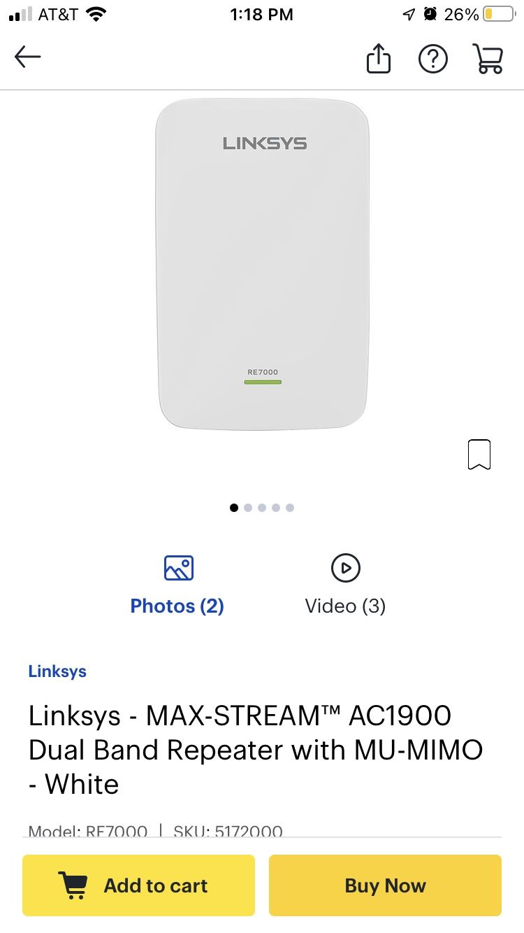 Linksys Maxstream AC1900 Wifi Extender