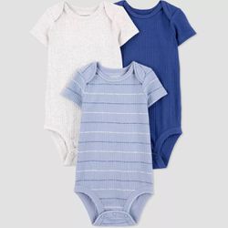 Newborn Baby Boys' 3pk Bodysuit - Blue/Gray