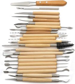 22PCS Pottery Clay Sculpture Sculpting Carving Modelling Ceramic Hobby Tools ET-TOOL018-SR