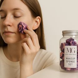 12-Piece Marble Makeup Sponge Set – Unique Geometric Shape Soft & Expandable new
