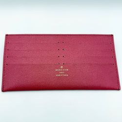 Authentic Louis Vuitton Magenta Red fuchsia calfskin Leather Felicie Insert Card Holder Wallet