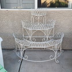 White Metal Three Tier  Plant Stand