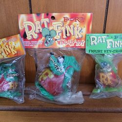 Rat Fink Wind Up Toy! Ed "Big Daddy" Roth ley chain and figure Rare! Sealed!
