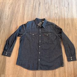 NWT Levi's Western Denim Shirt Mens Blue 2XL XXL Standard Pearl Snap Button