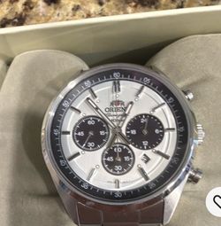 Orient Chronograph Watch Silver Dial