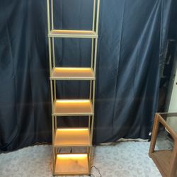“Gold 5-Tier LED Lighted Display Shelf with Remote – Brand New, Never Used”
