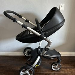 mima Xari Aluminum Chassis Stroller with Reversible Reclining Seat & Carrycot - Like New 