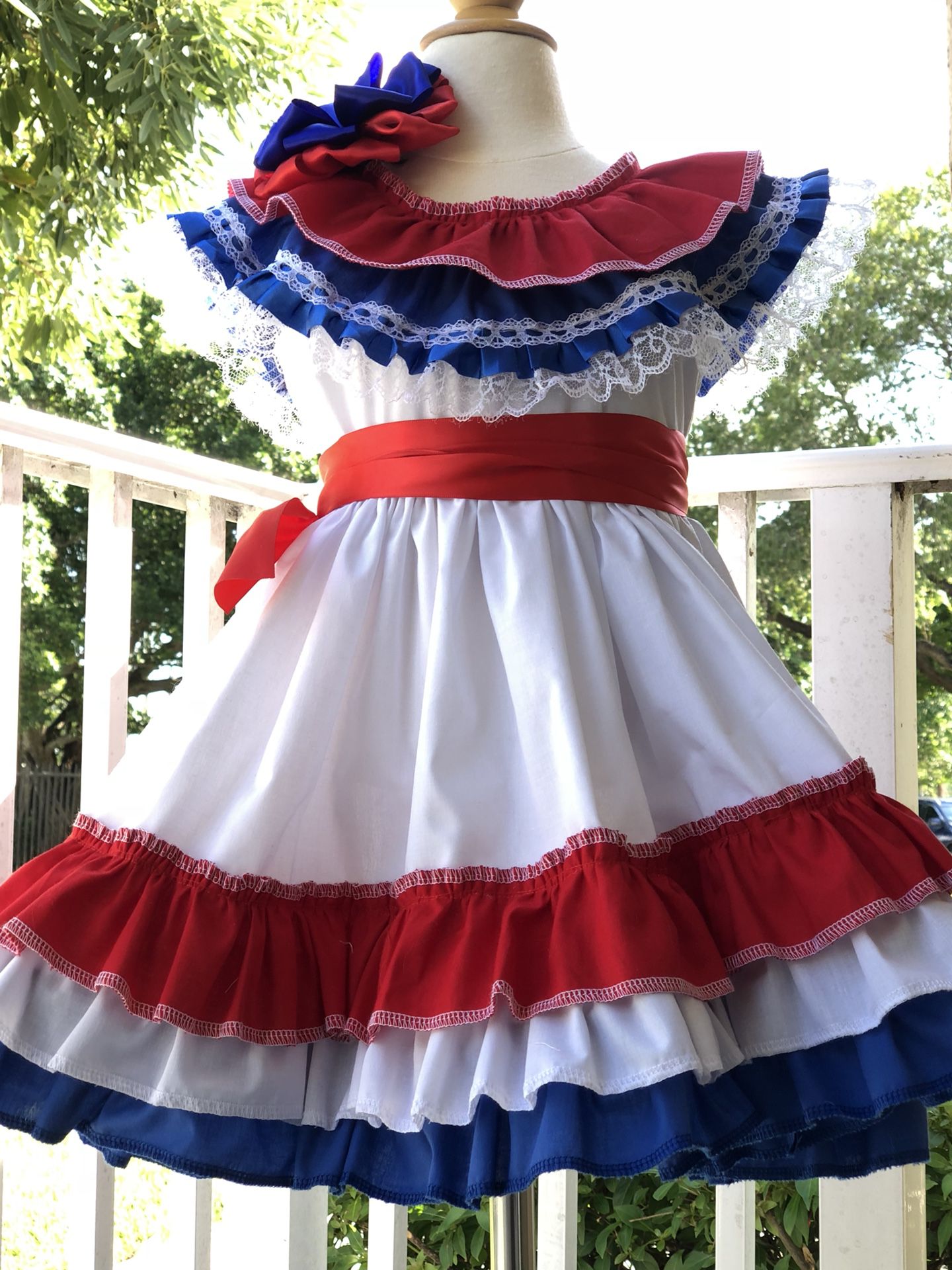 Hispanic dress, vestido de la Hispanidad, handmade dress , cuban dress ...