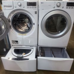LG SET STEAM WASHER AND ELECTRIC DRYER WITH DOUBLE WASHER 