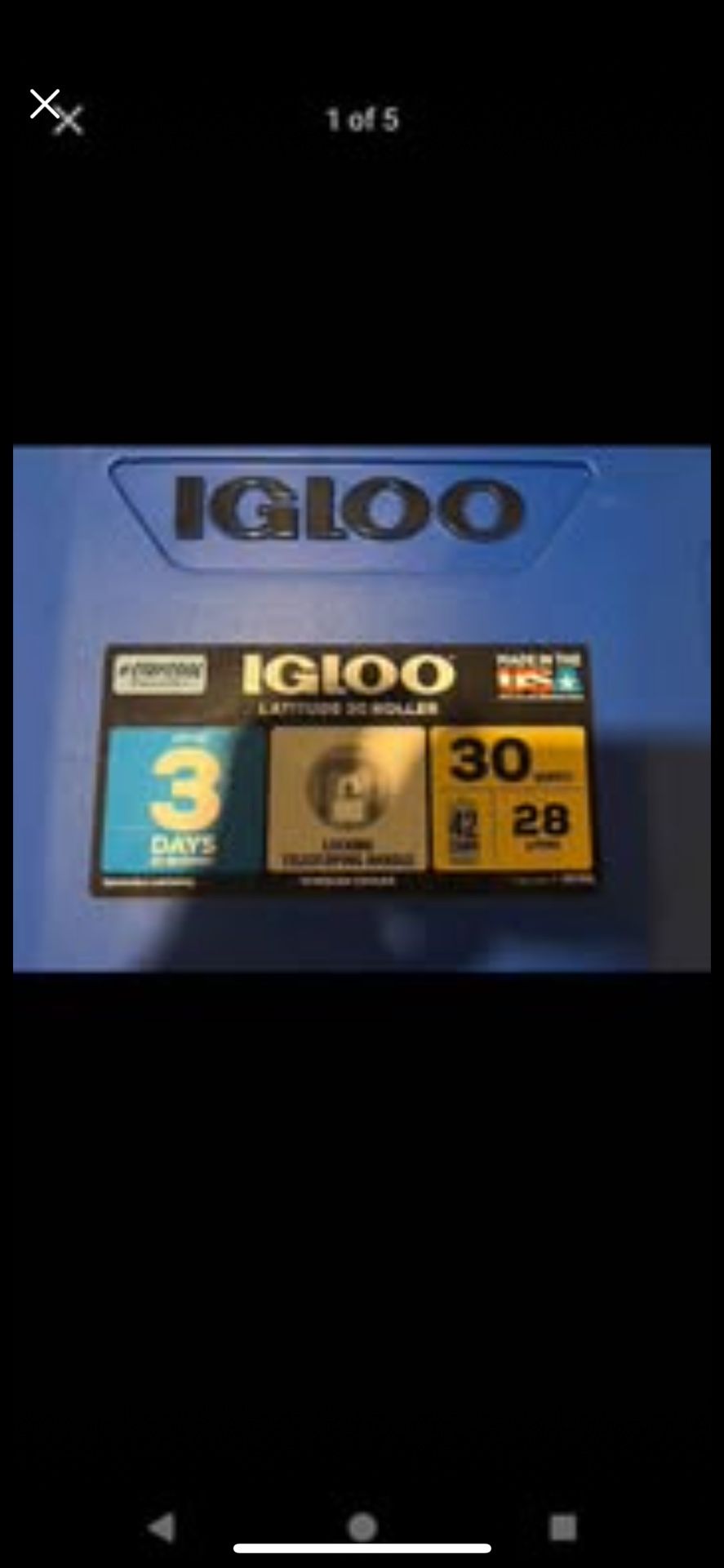 IGLOO 30QUART ice cooler