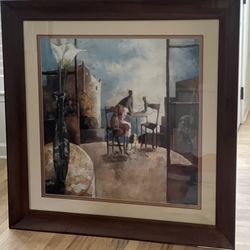 Huge Didier Lourenco Lirios Y Balcon (Lilies & Balcony) Framed Print