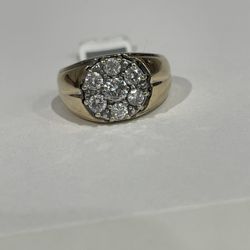 RING 10KT YELLOW GOLD, .85ctw NATURAL DIAMOND, 10.3 GRAMS, SIZE 9