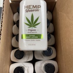 box of 12 hemp heaven coconut Body Lotion.