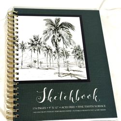Wet-Dry Sketch Pad 9 x 12” Book Spiral Bound 1 Pack 176-Sheets 140GSM 95lb NEW