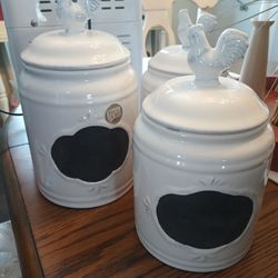 Set Of 3 Sugar , Flower, Coffee, Pasta Etc Containers 