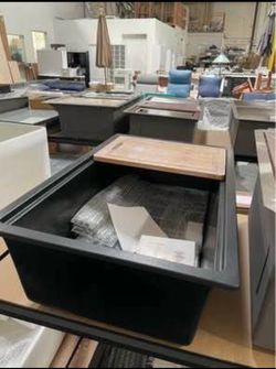 Minor Crack New 30” Kitchen Sink Workstation Top Mount Granite Composite Sinks Drop-In Single Bowl