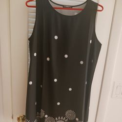 BLACK, WHITE POLKA DOTS & CIRCLES DESIGN, WOMEN'S DRESS, SZ LARGE, NWT!