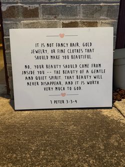 Hobby lobby 1 Peter 3:3-4 Bible Verse Wall Sign