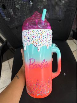 Barbie Ice Cream Sundae Tumbler Cup with Lid & Straw - Brand New