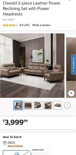 Abbyson Oswald Leather Power Reclining Sofa & Loveseat Set