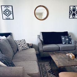 Modern Gray Sofa & Loveseat Set – Good Condition