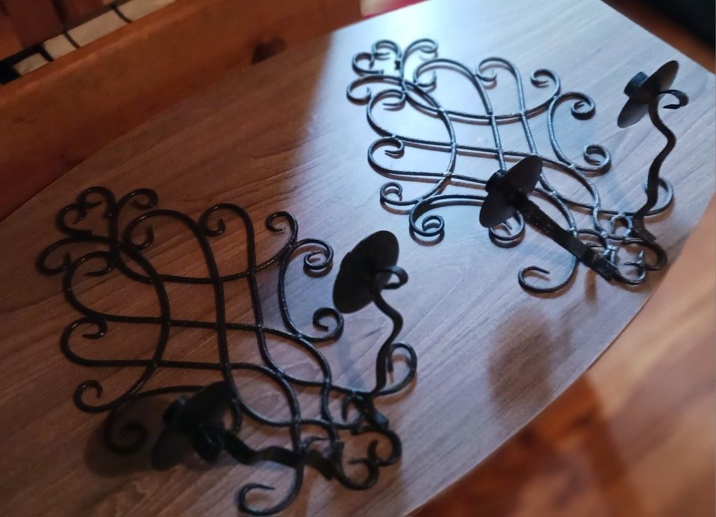 Vintage Cast Iron  Home Interior Candle Holders
