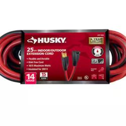 Husky 25 ft. 14/3 Medium Duty Indoor/Outdoor Extension Cord, Red/Black
