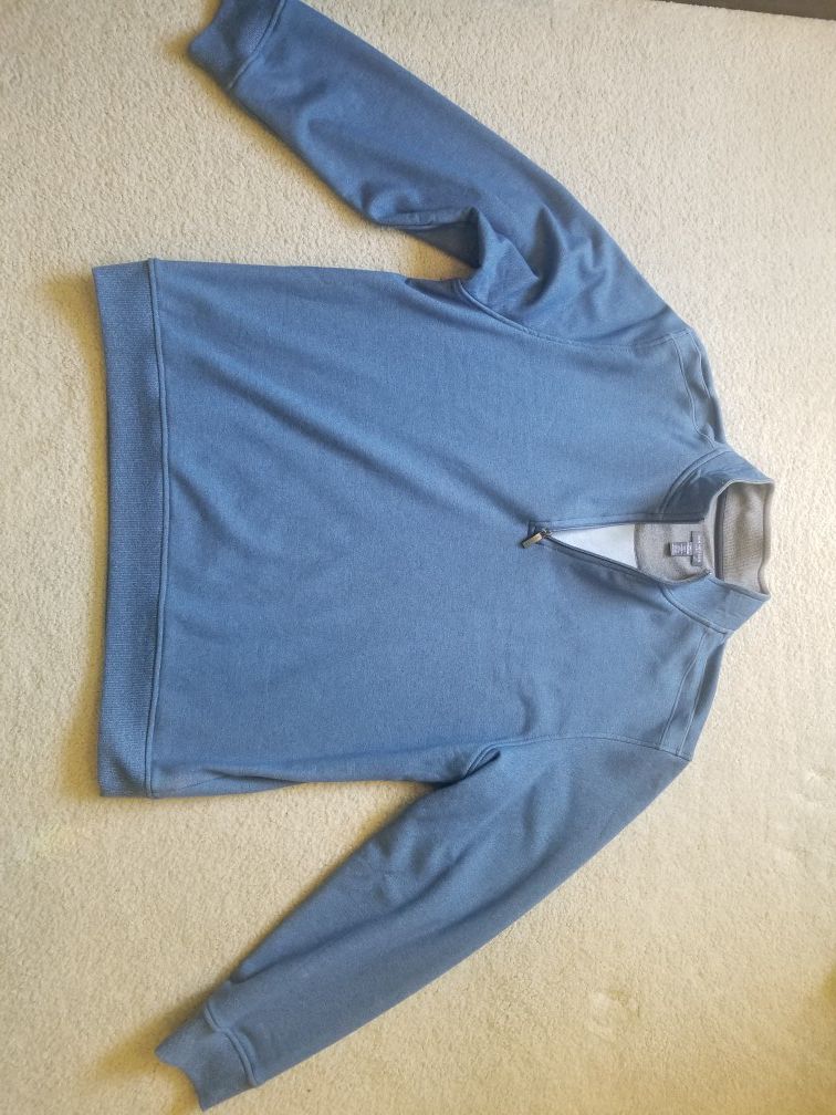 Nice VAN HEUSEN men's Blue 1/4 Zip Mock Neck "Flex " Pullover Sweater XXL - SOFT!