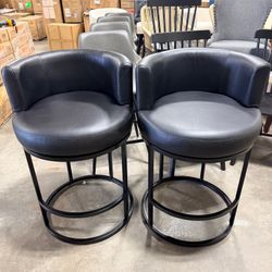 26.8 Height 180 Degree Swivel Leather Barstools, Set of 4