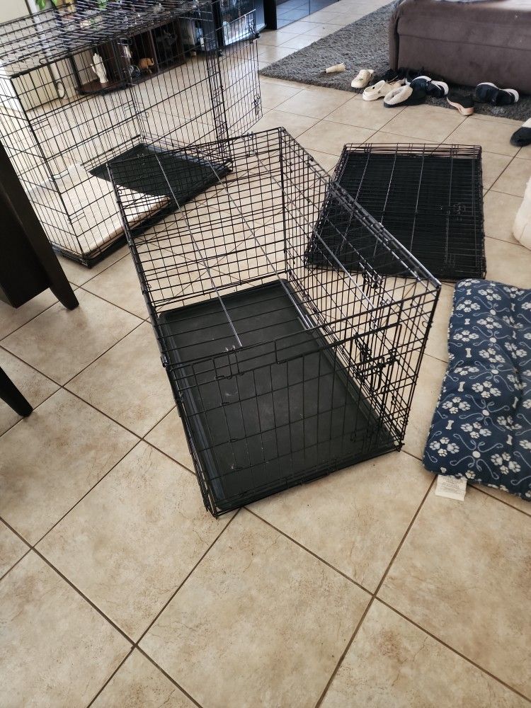 Folding Double Door Dog Kennel - 36x22.5x25