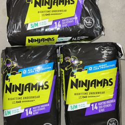 Ninjamas 3 bags Pampers Ninjamas Nighttime Pants Toddler Boys Size S/m, 14 Count