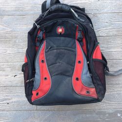 Swiss army backpack black and red blue inside and red